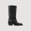 Sandro Paris Botas De Motociclista Em Couro-Mulheres Botins