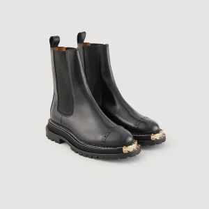 Sandro Paris Botins Com Sola Dentada-Mulheres Botins