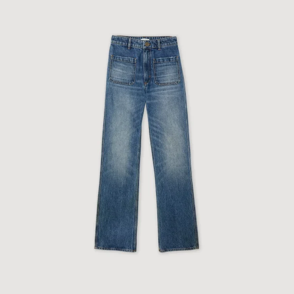 Sandro Paris Calça Jeans Desbotada-Mulheres Vaqueiros