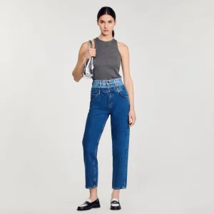 Sandro Paris Calça Jeans Mom Fit Trompe L'Oeil-Mulheres Vaqueiros