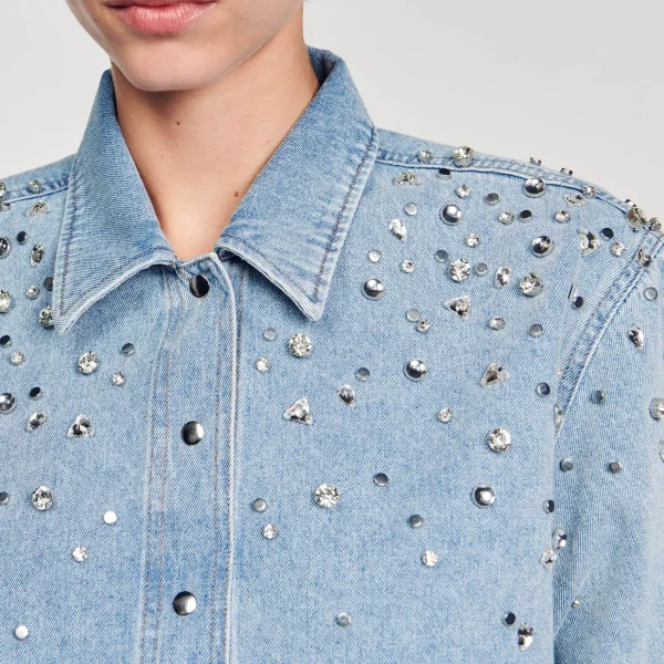 Sandro Paris Camisa Curta Com Strass-Mulheres Conjuntos