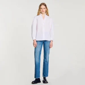 Sandro Paris Camisa De Algodao Organico-Mulheres Tops E Camisas