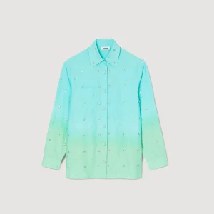 Sandro Paris Camisa Dip Dye Com Strass-Mulheres Conjuntos