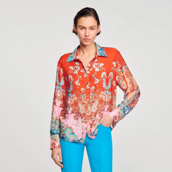 Sandro Paris Camisa Estampada-Mulheres Tops E Camisas