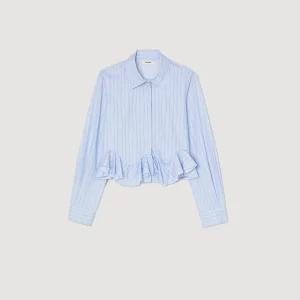 Sandro Paris Camisa Listrada De Popeline-Mulheres Tops E Camisas