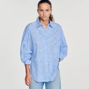 Sandro Paris Camisa Oversized Com Strass-Mulheres Tops E Camisas