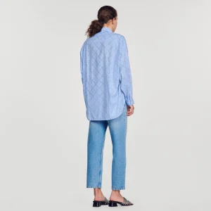 Sandro Paris Camisa Oversized Com Strass-Mulheres Tops E Camisas