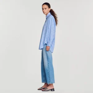 Sandro Paris Camisa Oversized Com Strass-Mulheres Tops E Camisas