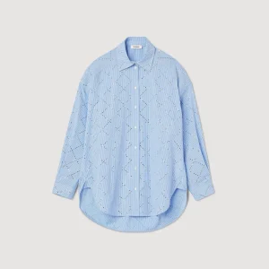 Sandro Paris Camisa Oversized Com Strass-Mulheres Tops E Camisas