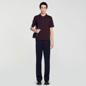 Sandro Paris Camisa Polo De Malha Com Gola Com Ziper-Homem Camisetas E Pólos