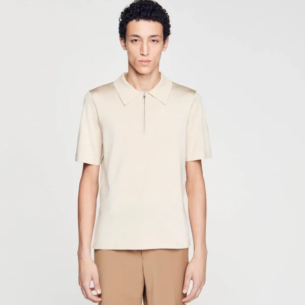 Sandro Paris Camisa Polo De Malha Com Gola Com Ziper-Homem Camisetas E Pólos