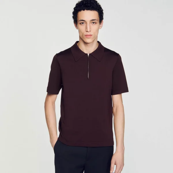 Sandro Paris Camisa Polo De Malha Com Gola Com Ziper-Homem Camisetas E Pólos