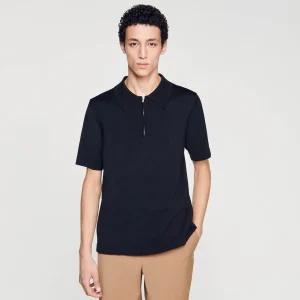 Sandro Paris Camisa Polo De Malha Com Gola Com Ziper-Homem Camisetas E Pólos