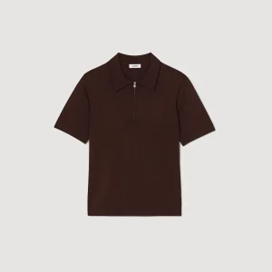 Sandro Paris Camisa Polo De Malha Com Gola Com Ziper-Homem Camisetas E Pólos