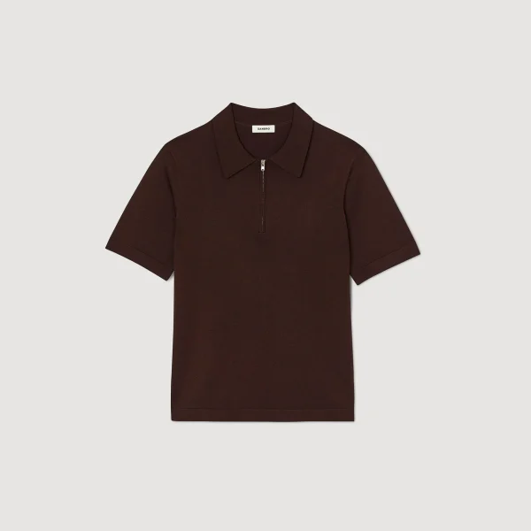 Sandro Paris Camisa Polo De Malha Com Gola Com Ziper-Homem Camisetas E Pólos