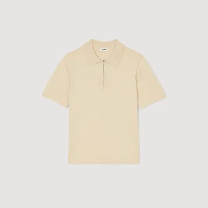 Sandro Paris Camisa Polo De Malha Com Gola Com Ziper-Homem Camisetas E Pólos