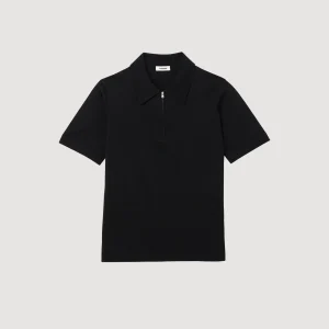 Sandro Paris Camisa Polo De Malha Com Gola Com Ziper-Homem Camisetas E Pólos