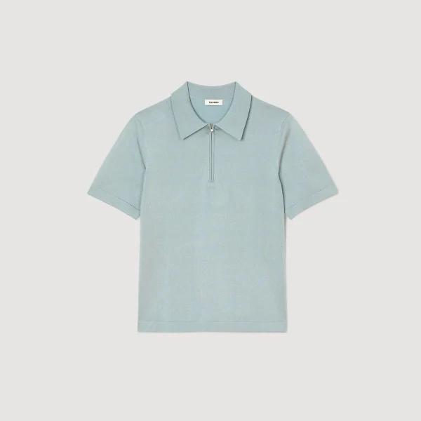 Sandro Paris Camisa Polo De Malha Com Gola Com Ziper-Homem Camisetas E Pólos