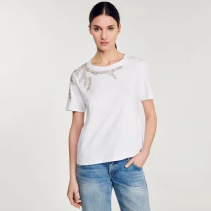 Sandro Paris Camiseta Sublimada Com Strass-Mulheres Camisetas