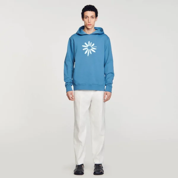 Sandro Paris Capuz De Algodao Com Flor-Homem Moletons E Jogging