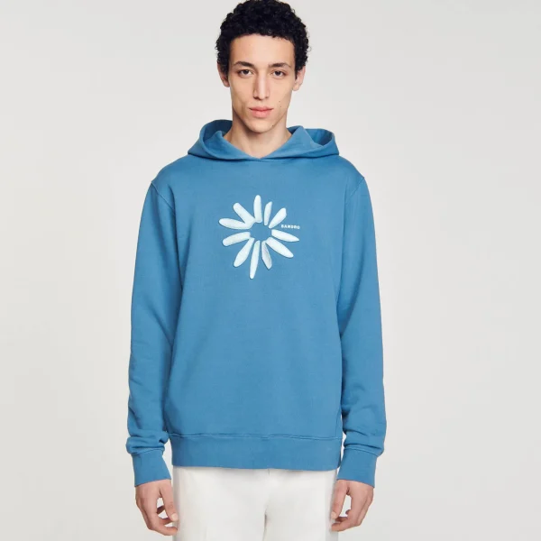 Sandro Paris Capuz De Algodao Com Flor-Homem Moletons E Jogging