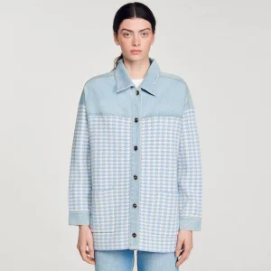 Sandro Paris Cardicoat Houndstooth-Mulheres Suéteres E Cardigans