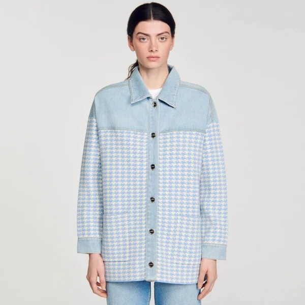 Sandro Paris Cardicoat Houndstooth-Mulheres Suéteres E Cardigans