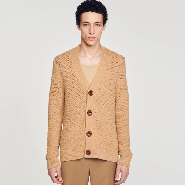 Sandro Paris Cardigan De Malha Perfurada-Homem Suéteres E Coletes