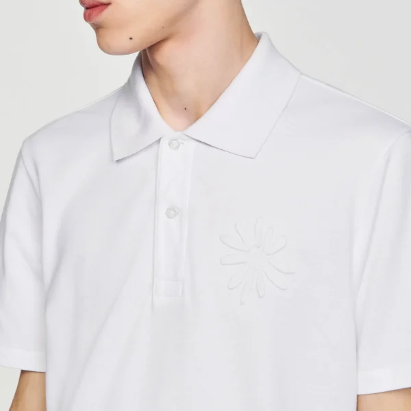 Sandro Paris Polo De Algodao Com Flor-Homem Camisetas E Pólos