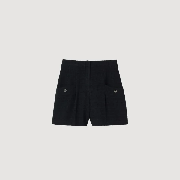 Sandro Paris Shorts De Tweed Com Cintura Alta-Mulheres Se Adequa