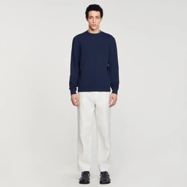 Sandro Paris Sweatshirt De Algodao Com Flor-Homem Moletons E Jogging