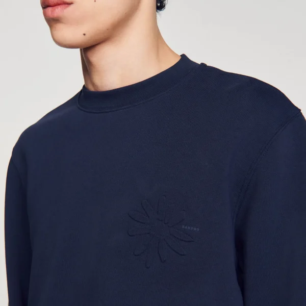 Sandro Paris Sweatshirt De Algodao Com Flor-Homem Moletons E Jogging