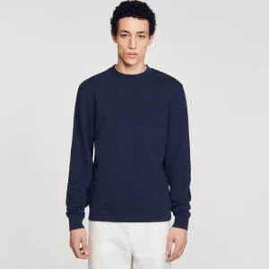 Sandro Paris Sweatshirt De Algodao Com Flor-Homem Moletons E Jogging