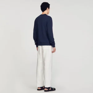Sandro Paris Sweatshirt De Algodao Com Flor-Homem Moletons E Jogging