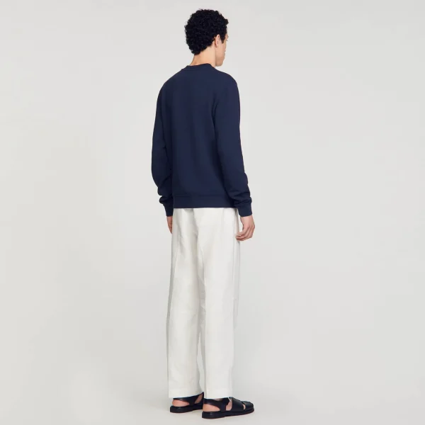 Sandro Paris Sweatshirt De Algodao Com Flor-Homem Moletons E Jogging