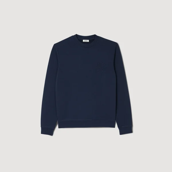Sandro Paris Sweatshirt De Algodao Com Flor-Homem Moletons E Jogging