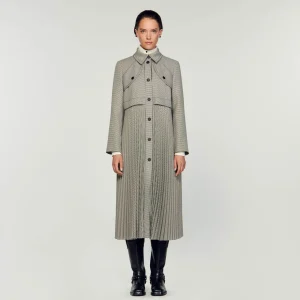 Sandro Paris Trench Coat Houndstooth-Mulheres Conjuntos