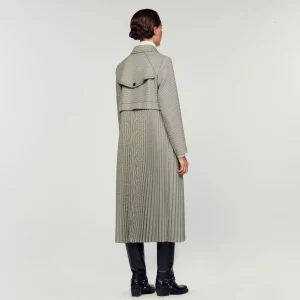 Sandro Paris Trench Coat Houndstooth-Mulheres Conjuntos