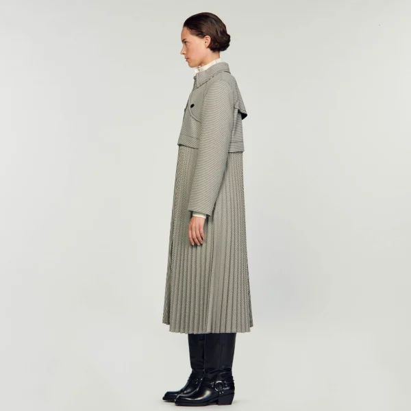 Sandro Paris Trench Coat Houndstooth-Mulheres Conjuntos