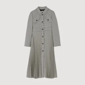 Sandro Paris Trench Coat Houndstooth-Mulheres Conjuntos