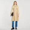 Sandro Paris Trench Coat Plissado Com Cinto-Mulheres Casacos