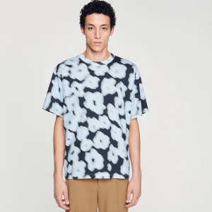 Sandro Paris T-Shirt De Algodao Com Flores-Homem Camisetas E Pólos