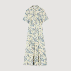 Sandro Paris Vestido Camisa Flor-Mulheres Vestidos