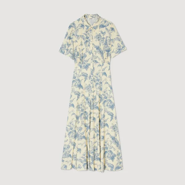 Sandro Paris Vestido Camisa Flor-Mulheres Vestidos