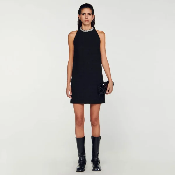 Sandro Paris Vestido Com Gola Com Joias-Mulheres Vestidos