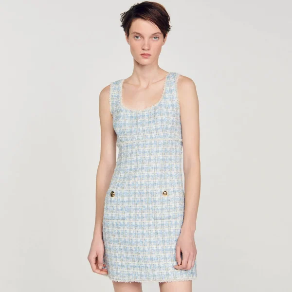 Sandro Paris Vestido Curto De Tweed-Mulheres Vestidos