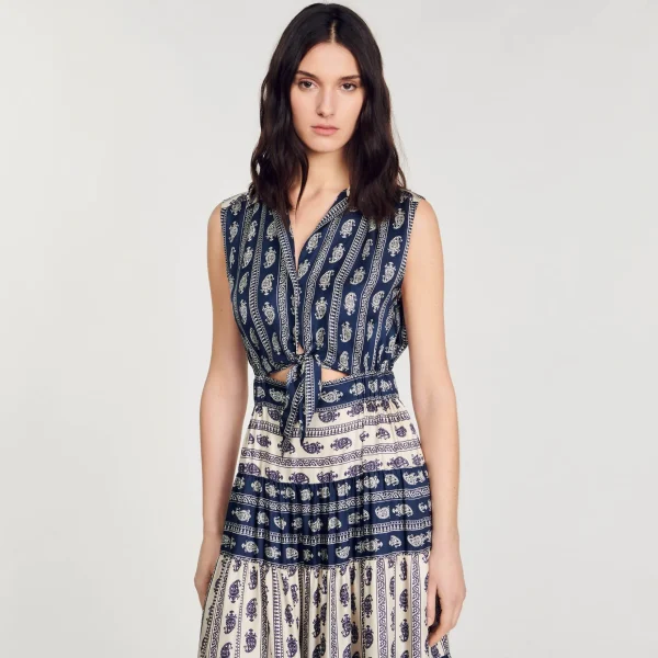 Sandro Paris Vestido Longo Com Estampa Paisley-Mulheres Vestidos