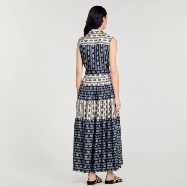 Sandro Paris Vestido Longo Com Estampa Paisley-Mulheres Vestidos