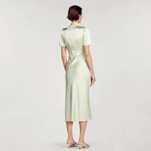 Sandro Paris Vestido Longo De Cetim-Mulheres Vestidos