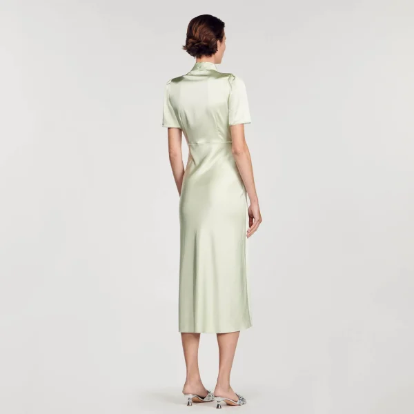 Sandro Paris Vestido Longo De Cetim-Mulheres Vestidos